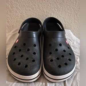 CROCS Black Sandals with White Trim